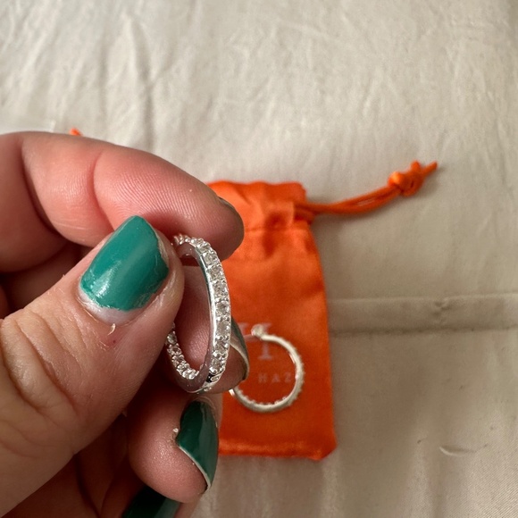 Crystal Haze Mini Serena Hoop Earrings Silver Plated Clear Cubic Zirconia - Picture 2 of 4